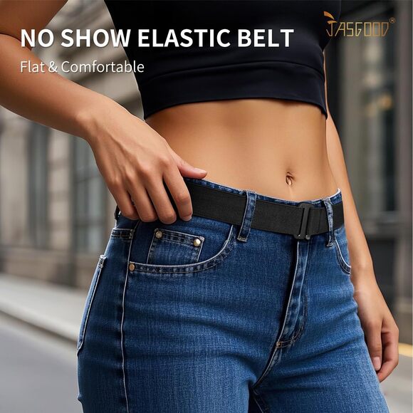 No Show Women Stretch Belt Invisible Elastic Web Strap Belt With Flat Buckle🦒 - Picture 2 of 7